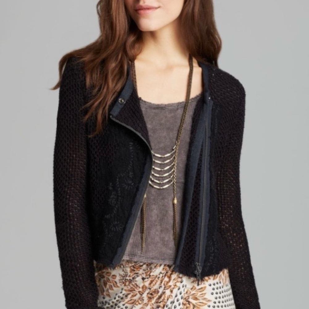 Black Open Knit Jacket